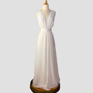 ASOS White Side Cutout Gathered Sleeveless Maxi Dress, 6